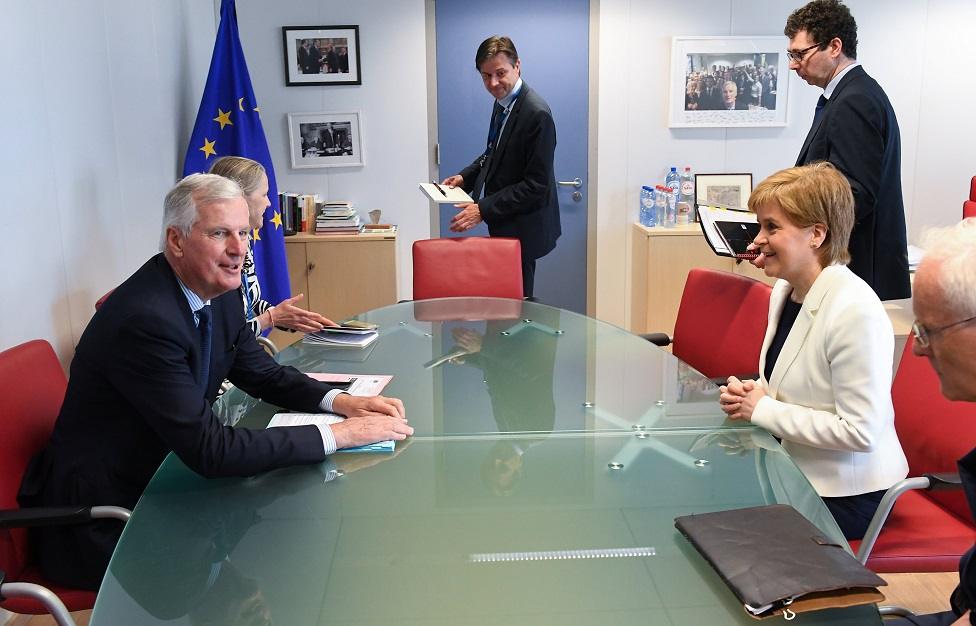 Michel Barnier and Nicola Sturgeon