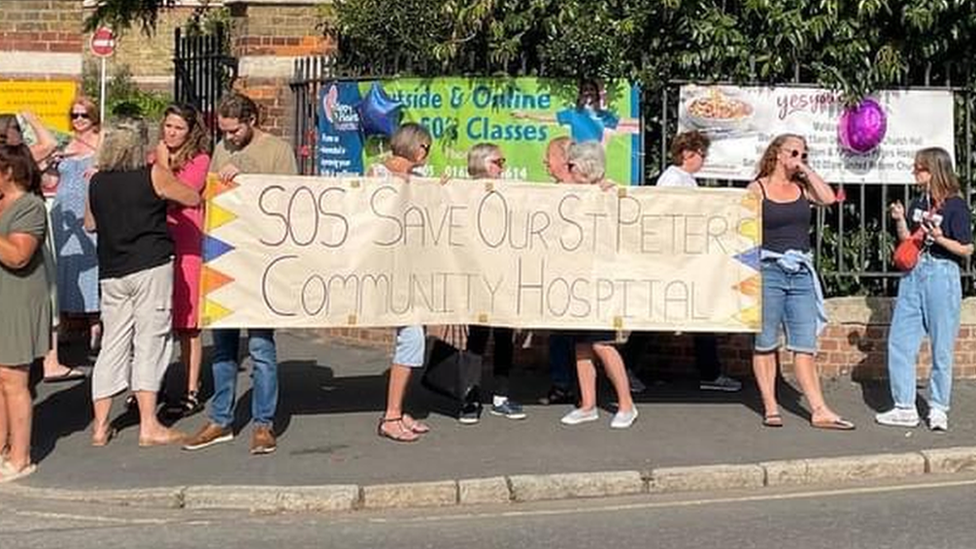 A protest at St Peter's Hospital