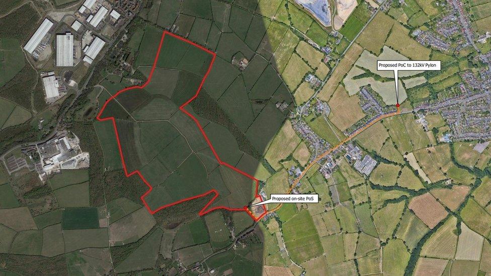 The planned area of the Denby solar farm