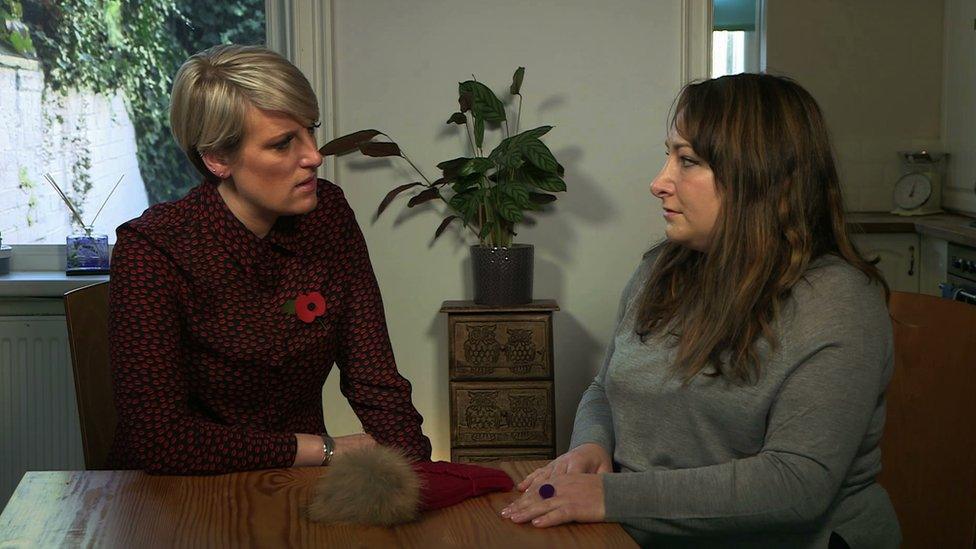 Watchdog reporter Steph McGovern with Chloe and her real-fur pom-pom hat