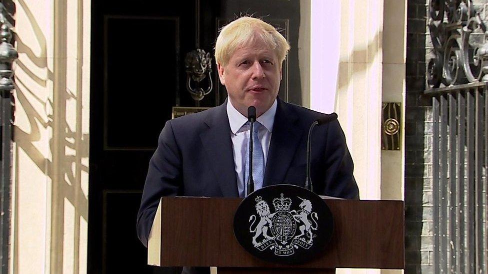 The new Conservative leader Boris Johnson gives his first public speech as prime minister.