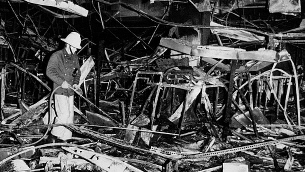 The aftermath of an incendiary attack on a Debenhams in Luton