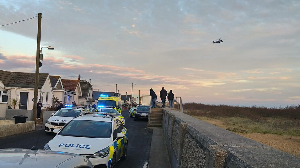 Police cars at the Jaywick Sands seafront