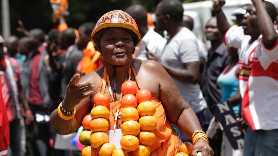 A supporter of Kenyan opposition National Super Alliance