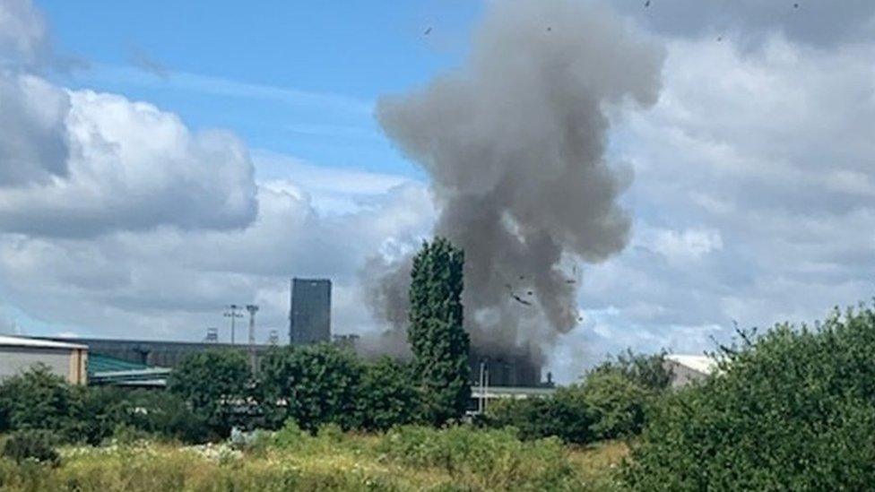 Grain store fire