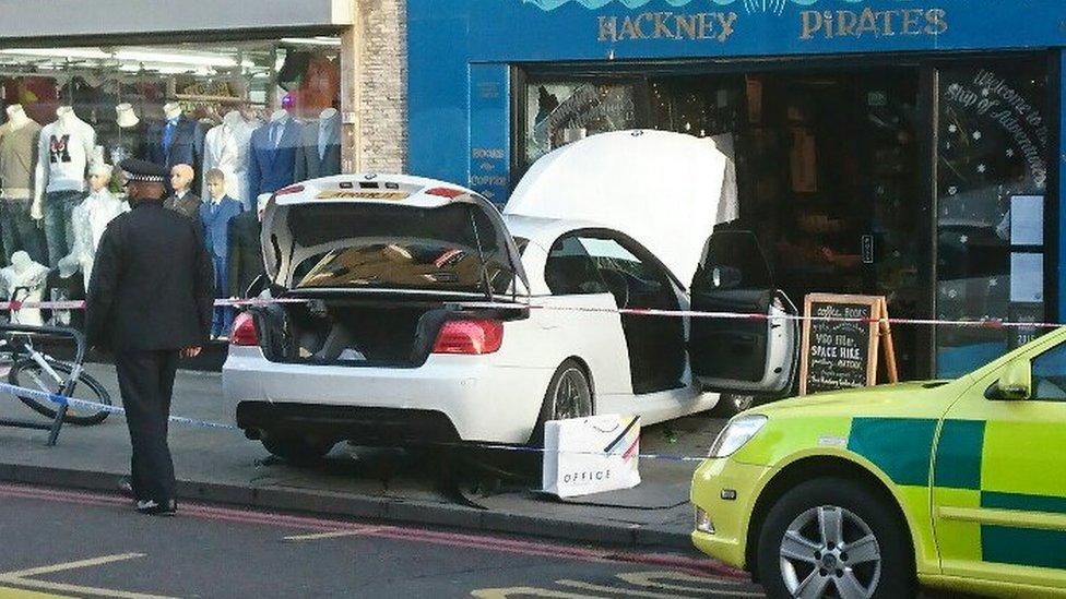 Car crashed into Hackney Pirates store front