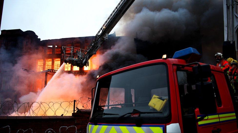 Firefighters at Maple Mill fire