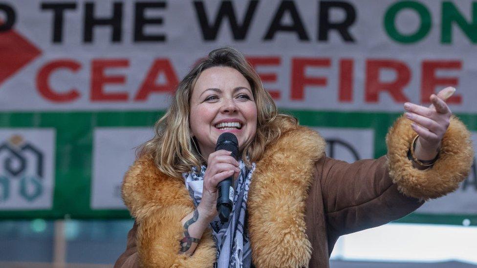 Charlotte Church at a pro-Palestinian demonstration in London