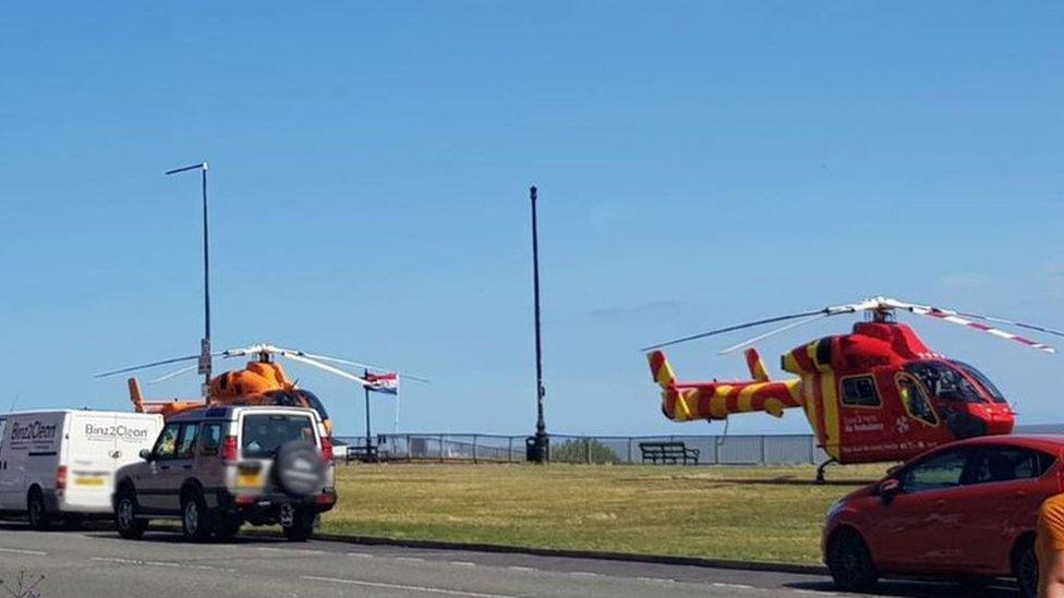 Emergency services at Clacton beach