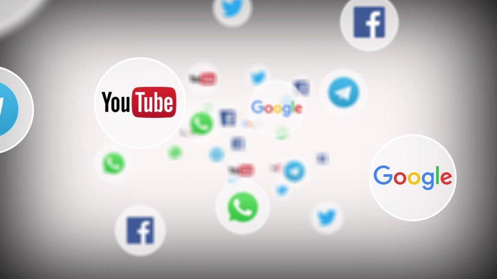 YouTube, Google and Facebook logos