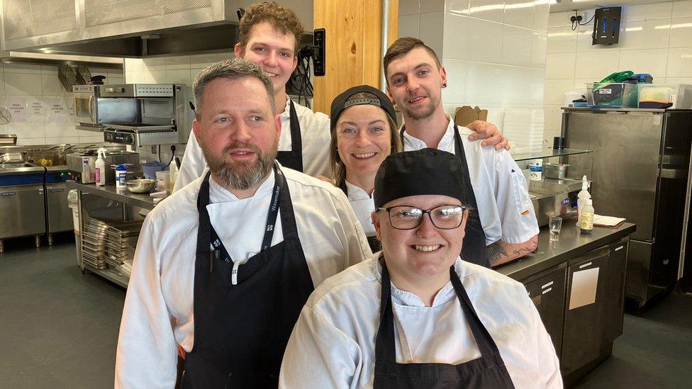 Dan Ashford (left) and his team at The Wave kitchen