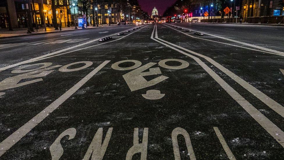 Empty streets in Washington on Friday 22 January 2016