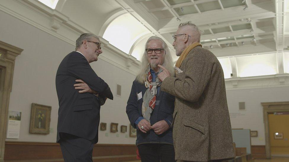 Jack Vettriano, Billy Connolly and John Byrne meet up in Kelvingrove Art Gallery