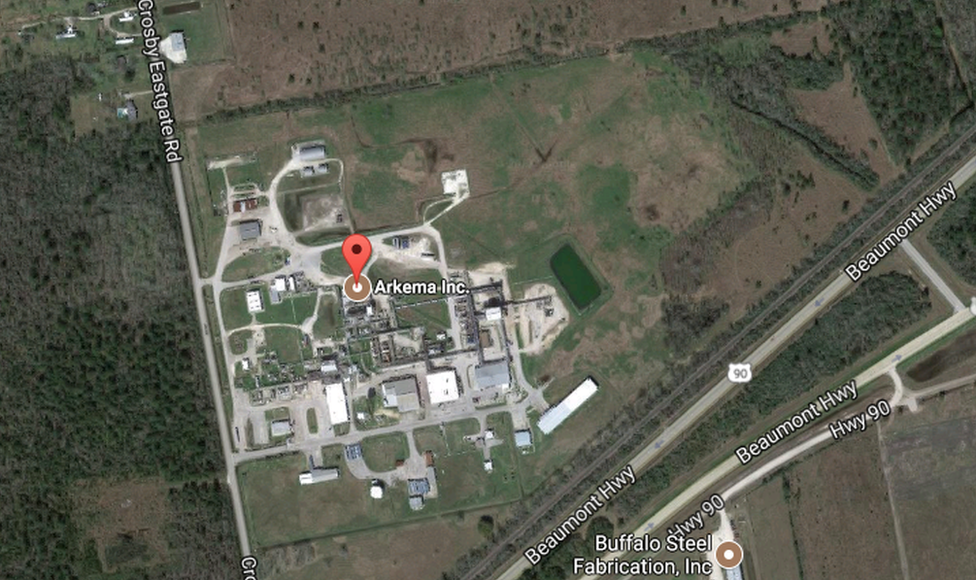 map showing the location of the Arkema plant