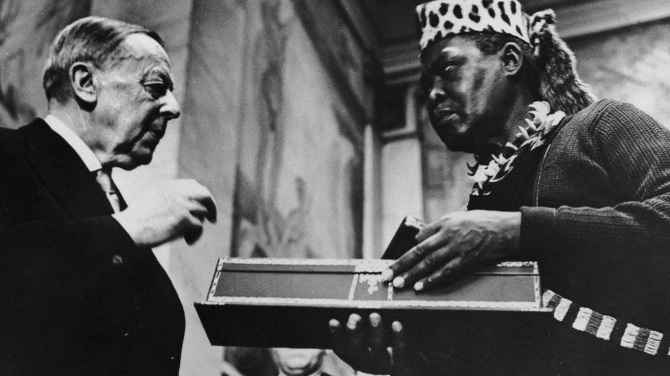 Albert Lutuli receiving the Nobel Peace Prize in 1961