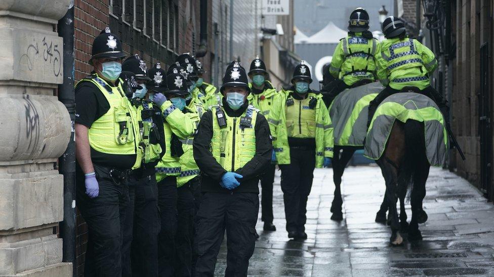 Police near site of protests