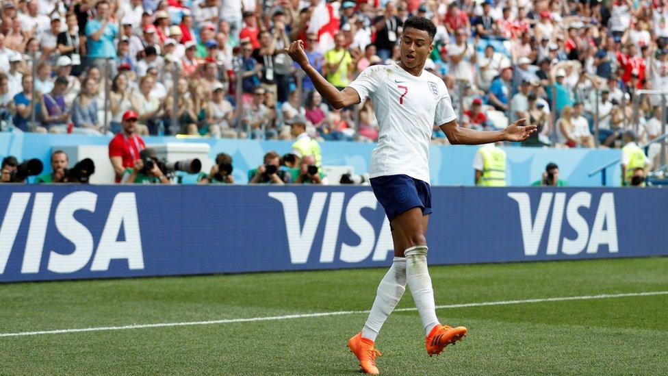 Jesse Lingard celebrates after scoring goal