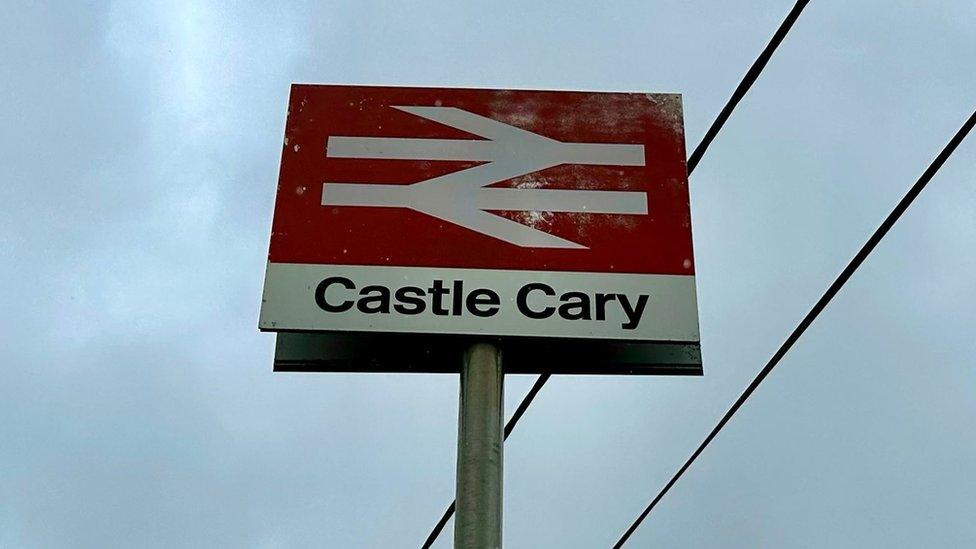 Castle Cary train station sign