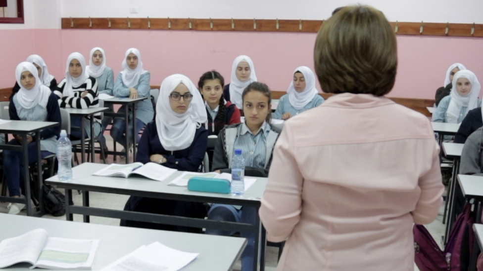 Pupils in class in Ramallah