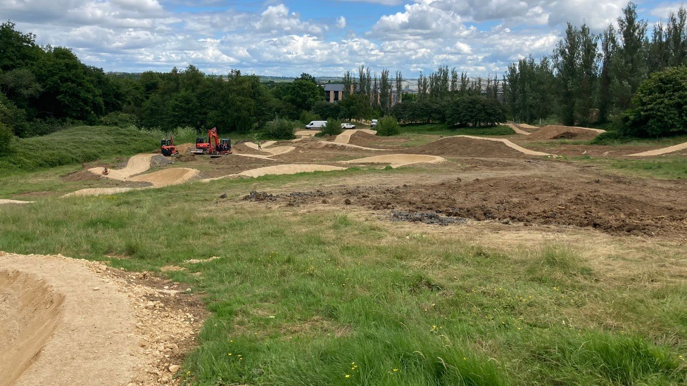 A mountain bike track in Delapre, Northampton