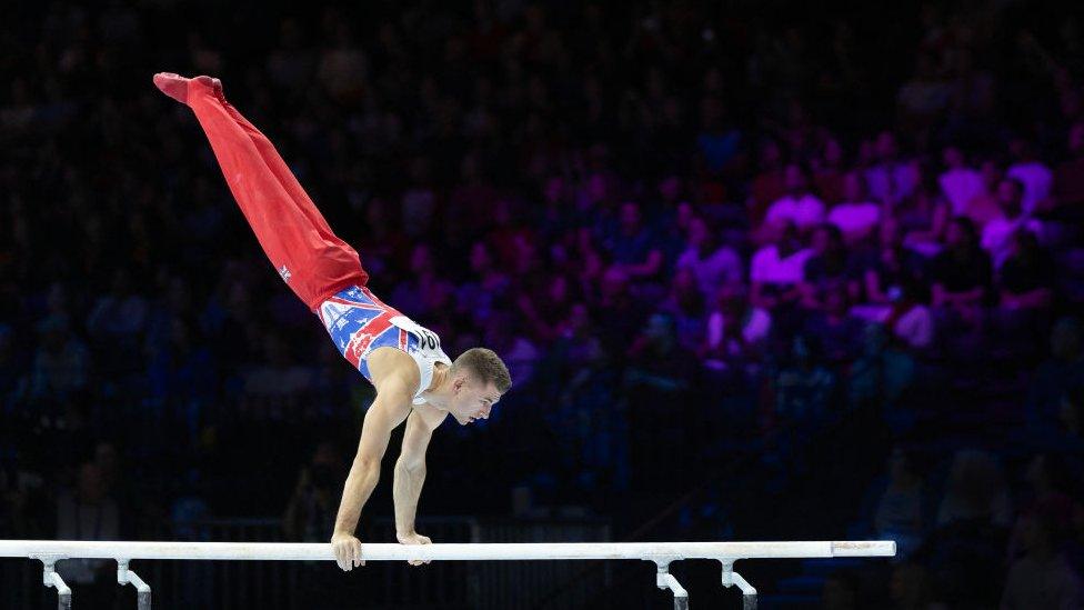 Max Whitlock on the gymnastic bars