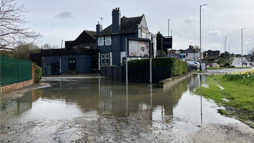 A flooded car park