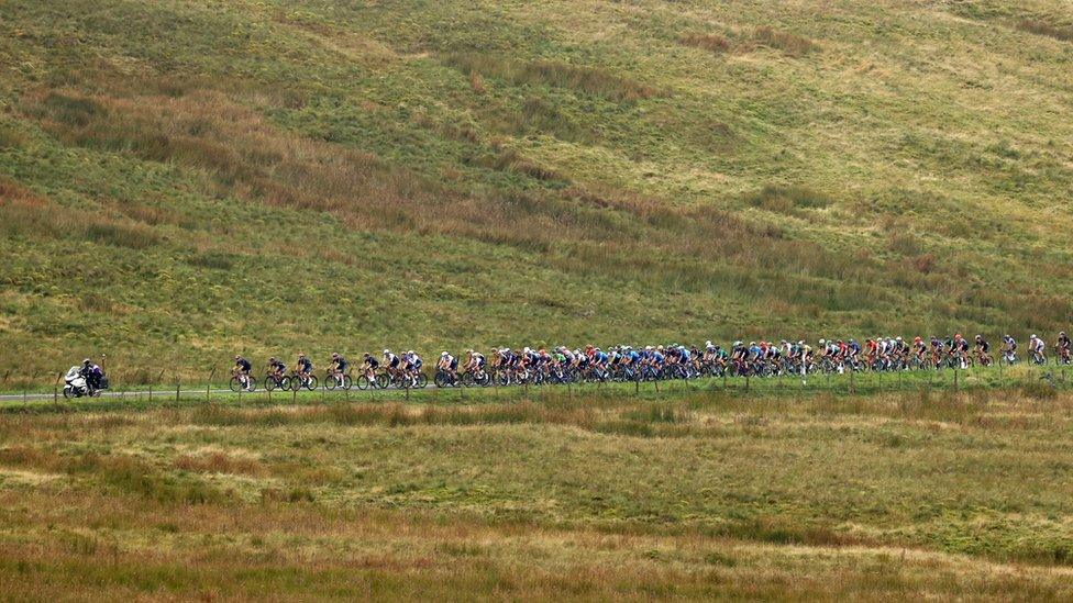 Riders in action at Hartside Pass