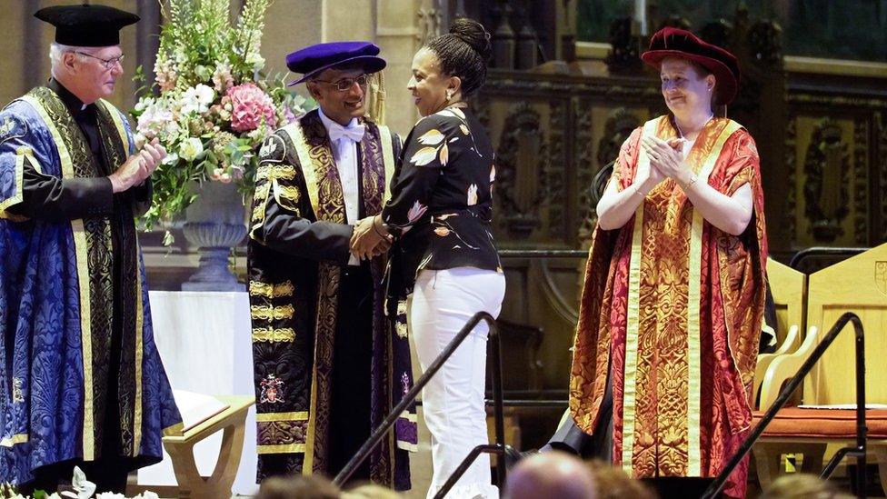 Novlet Nicholson collecting her daughter's degree