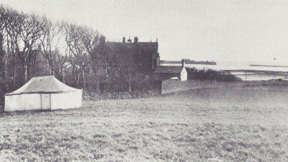 Receiving tent at Ardrossan harbour