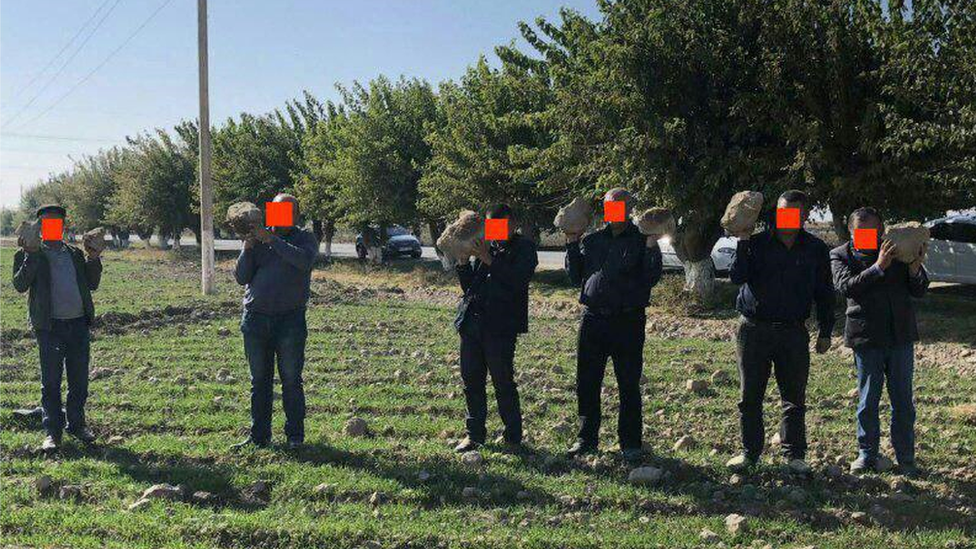 Six Uzbek farmers made to carry large rocks as punishment, October 2018