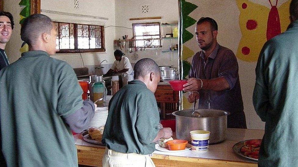 Devon Brown, centre, with a counsellor and other Baraka students