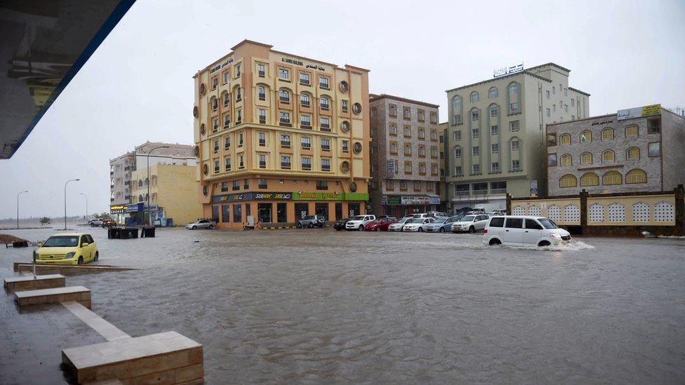 flooded street near Salalah