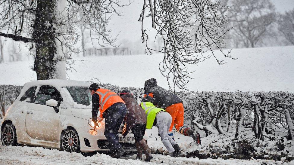 A car stuck in snow