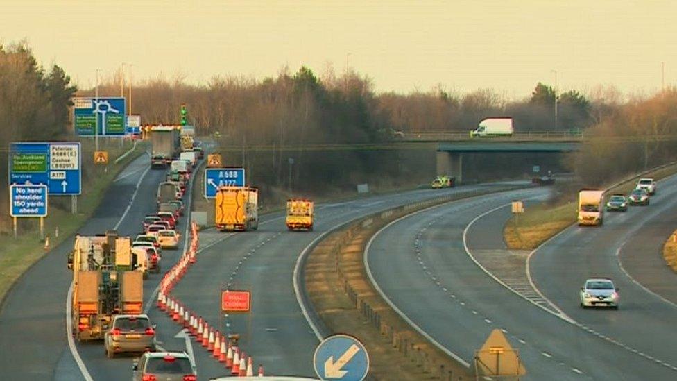 A1 closed at crash scene