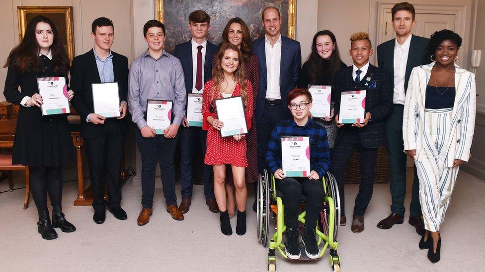 The Duke and Duchess of Cambridge with the teen heroes, Greg James and Clara Amfo