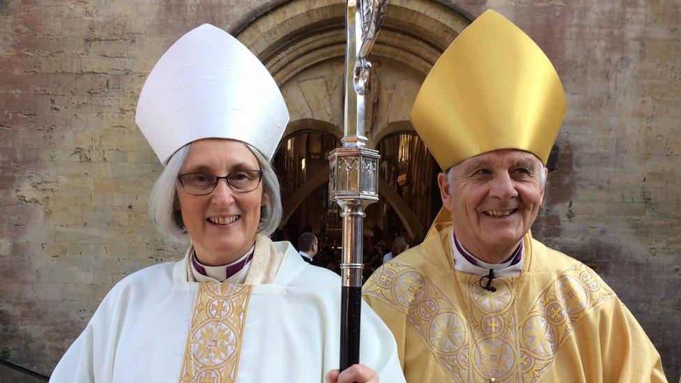 Canon Joanna Penberthy with Dr Barry Morgan