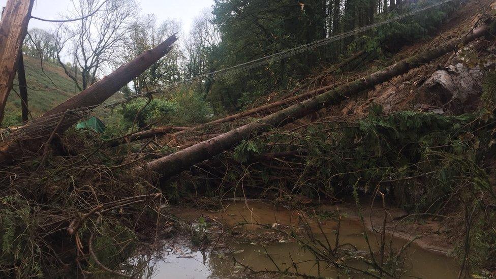 The landslip at Cwmduad