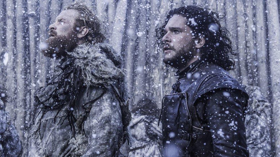 Jon Snow and Tormund Giantsbane in a scene in Game of Thrones