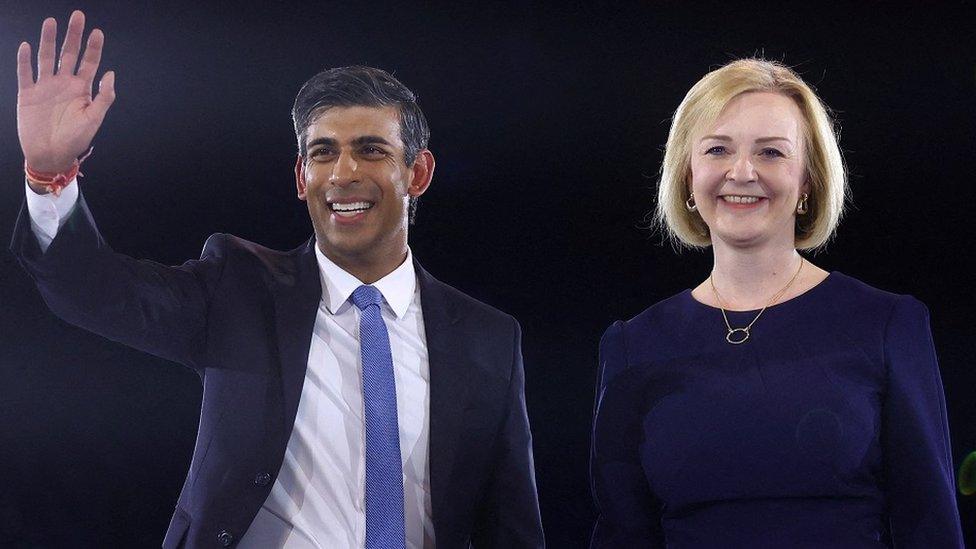 Rishi Sunak and Liz Truss attend a hustings event, part of the Conservative party leadership campaign