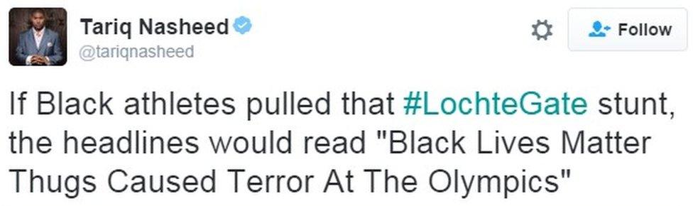 "If Black athletes pulled that #LochteGate stunt, the headlines would read "Black Lives Matter Thugs Caused Terror At The Olympics""