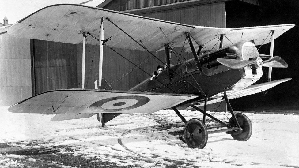 Albert Ball at the controls of his Royal Aircraft Factory S E 5