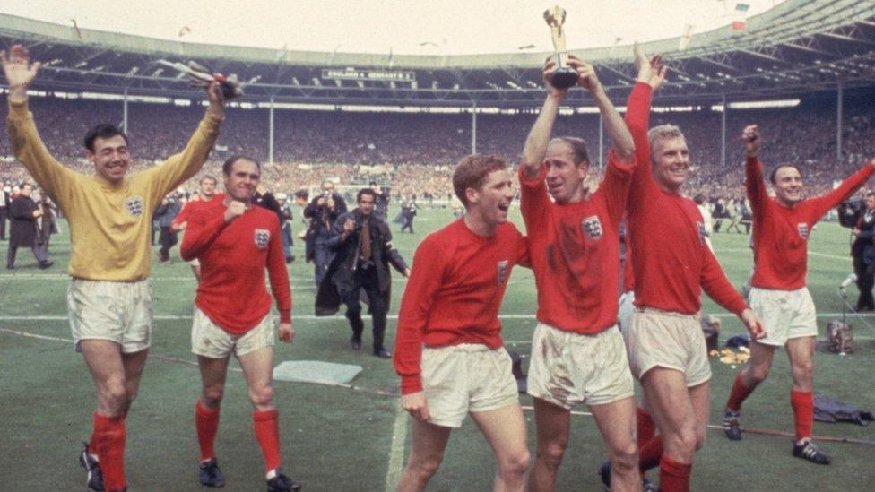 England celebrate winning the 1966 World Cup final against West Germany