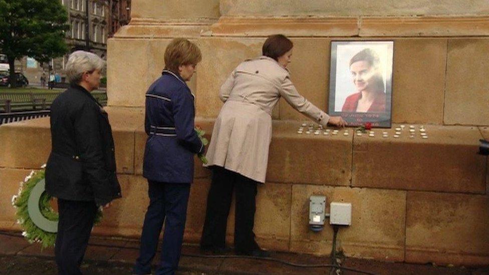 Kezia Dugdale and Nicola Sturgeon at vigil for Jo Cox in Glasgow
