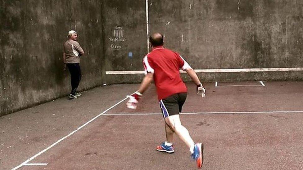 Players on Nelson's handball court