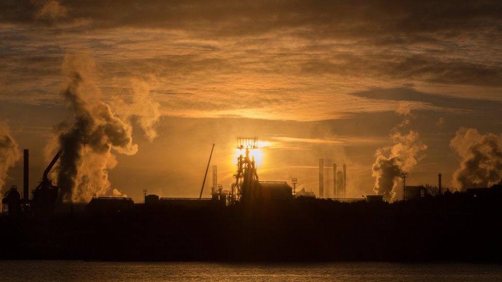 Dawn over Port Talbot steelworks