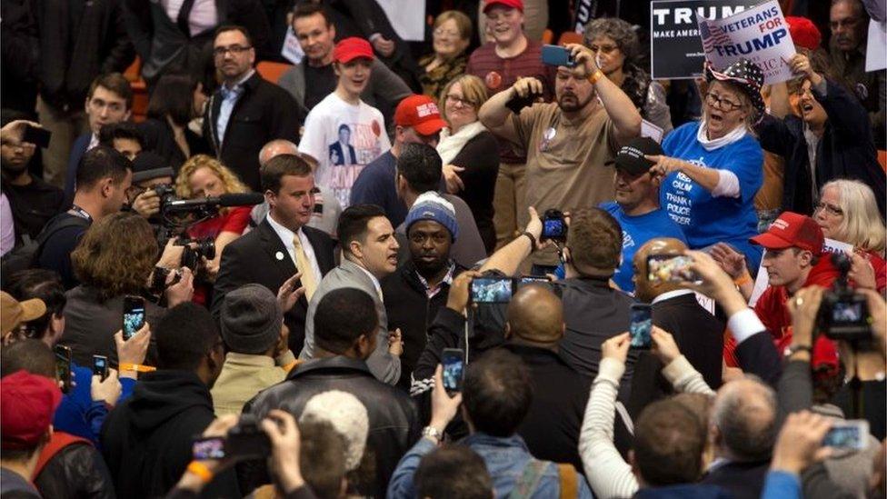 Trump supporters and Trump protesters in Chicago