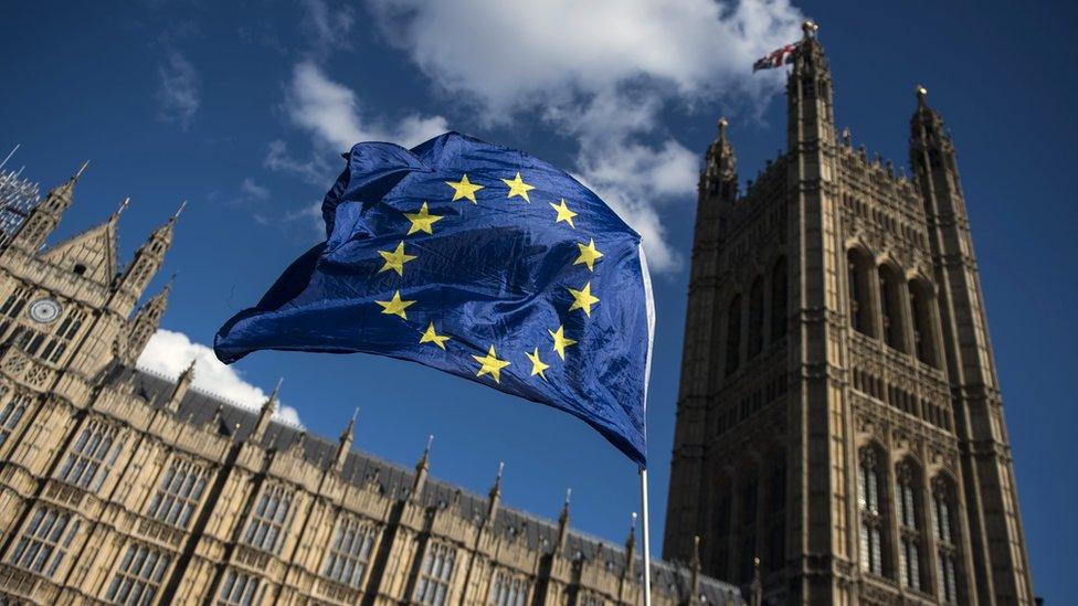 EU flag outside Parliament