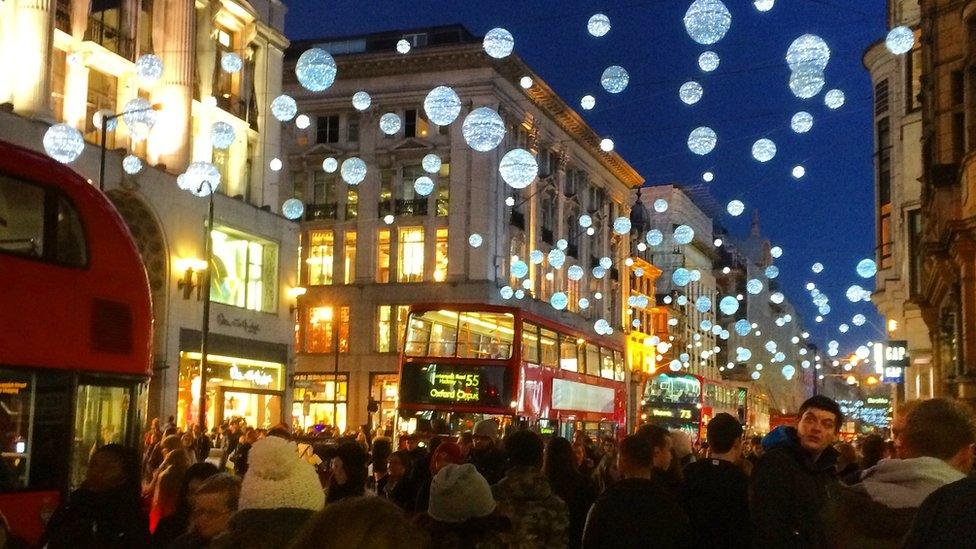 Christmas shoppers in London