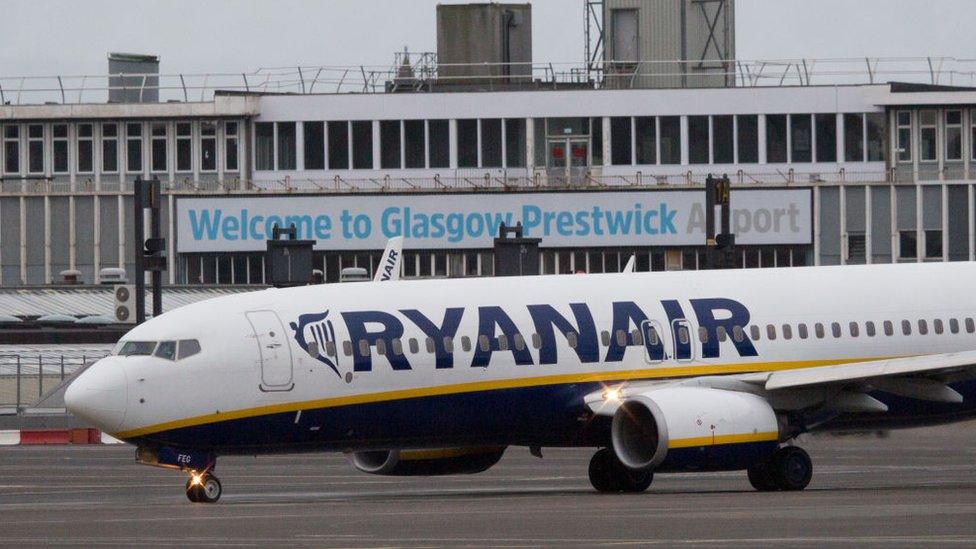 Ryanair plane at Prestwick airport