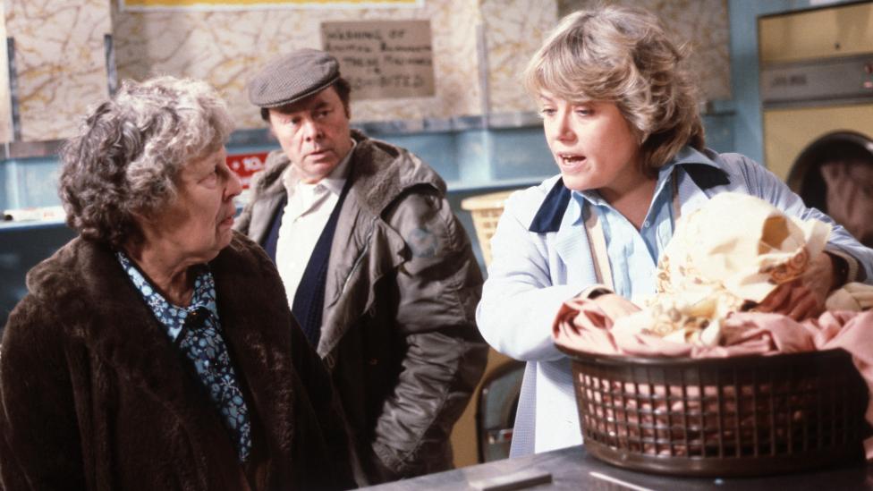 Anna Wing as Lou, Bill Treacher as Arthur and Wendy Richard as Pauline in EastEnders